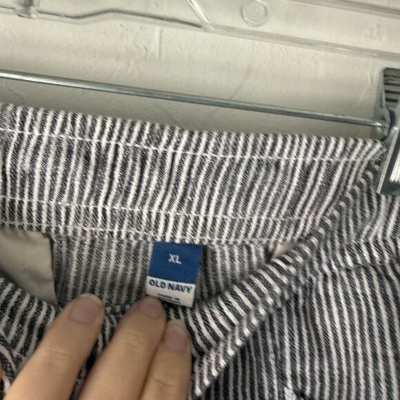 Old Navy Pants XL Linen Blend Drawstring Relaxed Trousers Pockets Stripe - Picture 7 of 9
